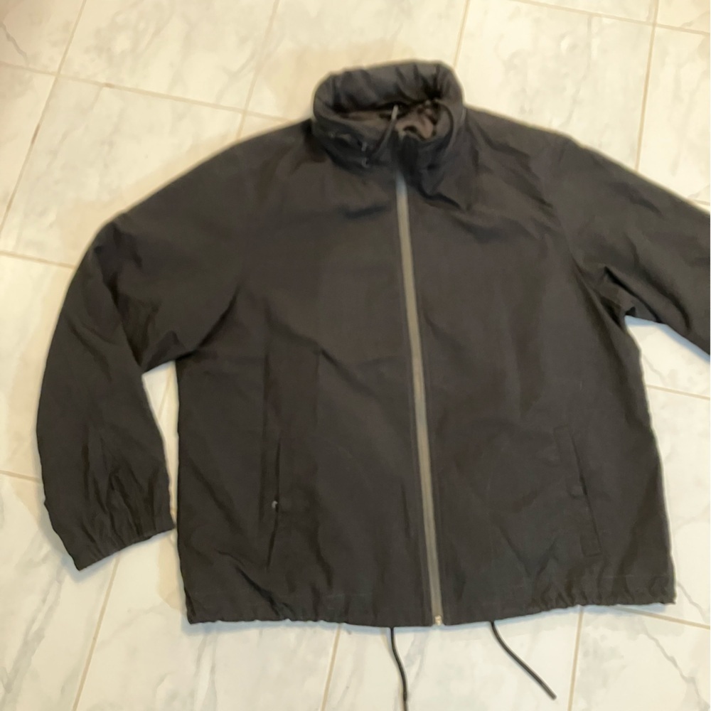 Vince Men's Black Jacket.  Hoodie that tucks away.  Zipper. EUC!